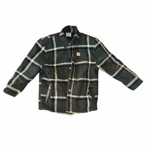 Kids 6/7 Carhartt Green Plaid Sherpa lined Jacket